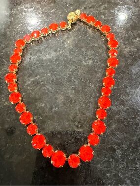 Electric Orange Crystal Necklace and Bracelet Set